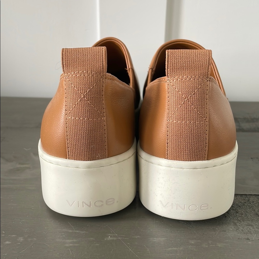 Vince Tan Leather Slip-On Shoes - Picture 3 of 4
